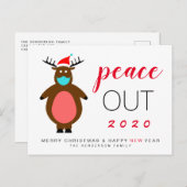 Funny Reindedarmmasker Nieuwjaar Vrede uit Feestdagenkaart (Voorkant / Achterkant)