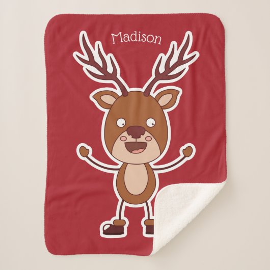 Funny Reindeer, aangepaste naam deken (Voorkant)