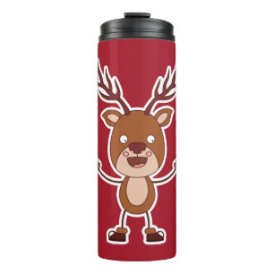 Funny Reindeer, aangepaste naam en kleurtumbler Thermosbeker