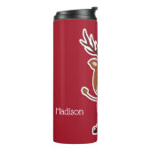 Funny Reindeer, aangepaste naam en kleurtumbler Thermosbeker (Gedraaid links)