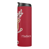 Funny Reindeer, aangepaste naam en kleurtumbler Thermosbeker (Geroteerd rechts)