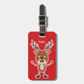 Funny Reindeer aangepaste tekst bagagelabel (Voorkant verticaal)