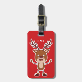 Funny Reindeer aangepaste tekst bagagelabel