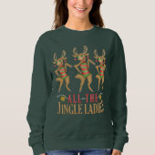 Funny Reindeer All Jingle Dames Ugly Kerstmis Trui (Voorkant)