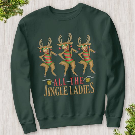 Funny Reindeer All Jingle Dames Ugly Kerstmis Trui