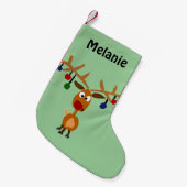 Funny Reindeer Art Kerstmis stoppen Kleine Kerstsok (Voorkant (Hangend))