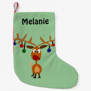 Funny Reindeer Art Kerstmis stoppen Kleine Kerstsok