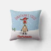 Funny Reindeer Baby's Eerste Kerstmis Sierkussen (Achterkant)
