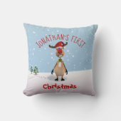 Funny Reindeer Baby's Eerste Kerstmis Sierkussen (Voorkant)