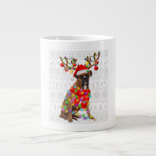 Funny Reindeer Boxer Dog-kerstlampjes Grote Koffiekop