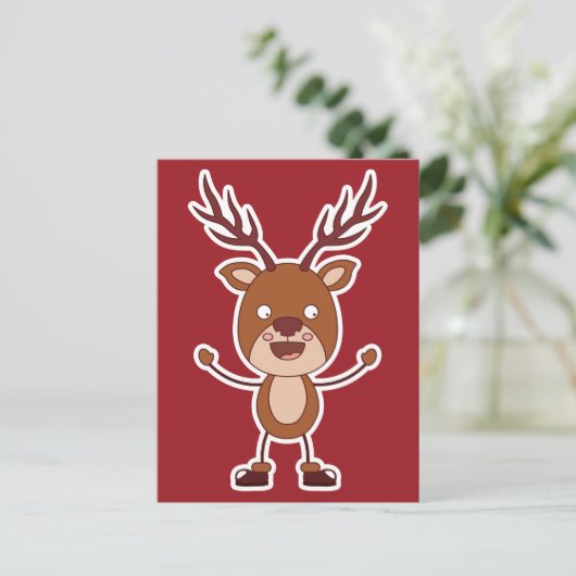 Funny Reindeer briefkaart (Staand voorkant)