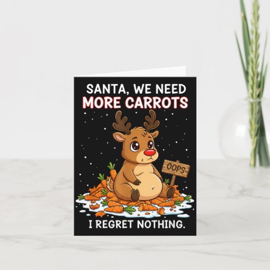 Funny Reindeer Carrot Hoarder Christmas Design Kaart (Voorkant)