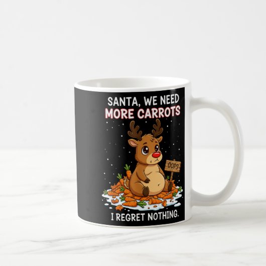 Funny Reindeer Carrot Hoarder Christmas Design Koffiemok (Rechts)