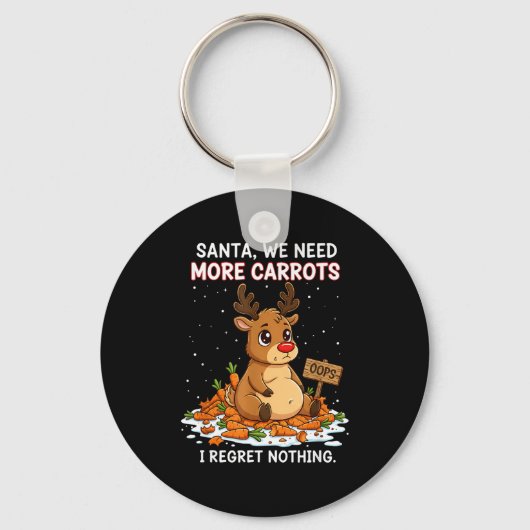 Funny Reindeer Carrot Hoarder Christmas Design  Sleutelhanger (Voorkant)