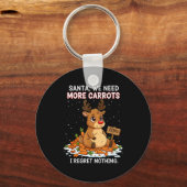 Funny Reindeer Carrot Hoarder Christmas Design  Sleutelhanger (Voorkant)