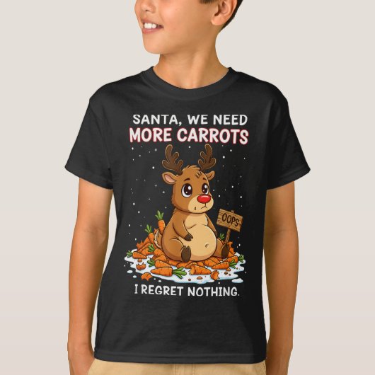 Funny Reindeer Carrot Hoarder Christmas Design  T-shirt (Voorkant)