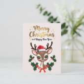 Funny Reindeer Christmas Greeting Cards, 2025 Feestdagenkaart (Staand voorkant)