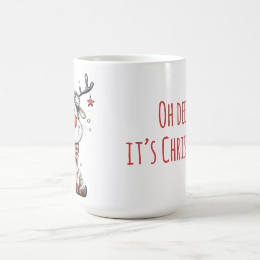 Funny Reindeer Christmas Mug – Oh Deer! Koffiemok (Center)