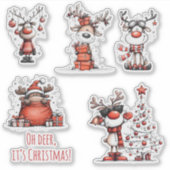 Funny Reindeer Christmas Stickers – Oh Deer! (Voorkant)
