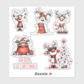 Funny Reindeer Christmas Stickers – Oh Deer! (Vel)
