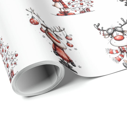 Funny Reindeer Christmas Wrapping Paper – Oh Deer! Cadeaupapier (Rol Hoek)