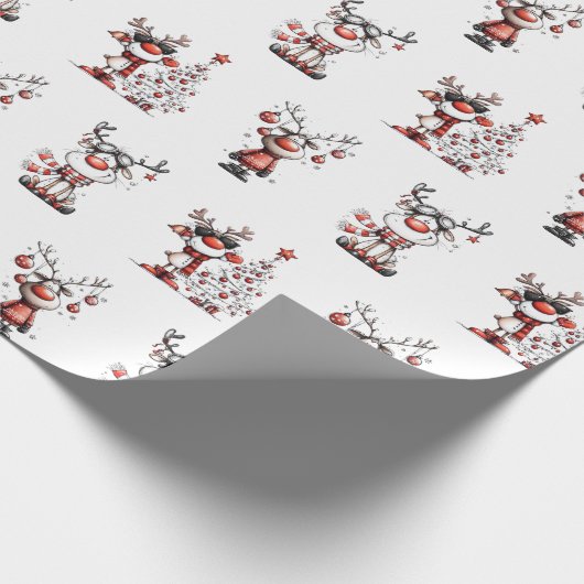 Funny Reindeer Christmas Wrapping Paper – Oh Deer! Cadeaupapier (Hoek)