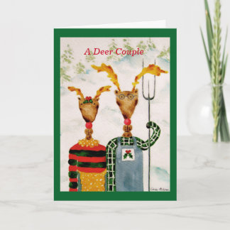 Funny Reindeer Couple-Kaart Feestdagen Kaart