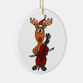 Funny Reindeer die Cello Kerstmis speelt Keramisch Ornament (Rechts)