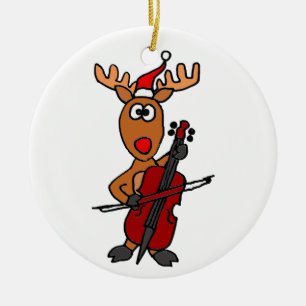 Funny Reindeer die Cello Kerstmis speelt Keramisch Ornament