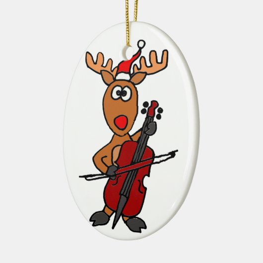 Funny Reindeer die Cello Kerstmis speelt Keramisch Ornament (Links)