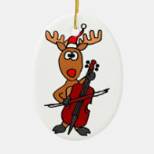 Funny Reindeer die Cello Kerstmis speelt Keramisch Ornament (Voorkant)