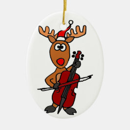 Funny Reindeer die Cello Kerstmis speelt Keramisch Ornament