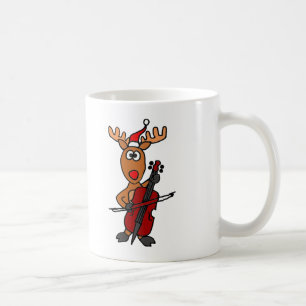 Funny Reindeer die Cello Kerstmis speelt Koffiemok