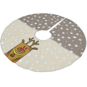 Funny Reindeer Drawing Star Pattern Kerstboom Rok (Gekanteld)