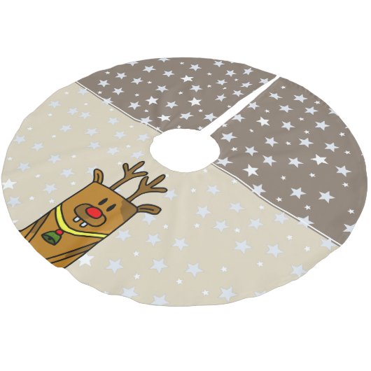 Funny Reindeer Drawing Star Pattern Kerstboom Rok (Gekanteld)