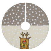 Funny Reindeer Drawing Star Pattern Kerstboom Rok (Voorkant)