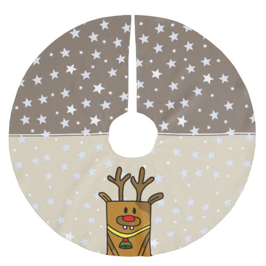 Funny Reindeer Drawing Star Pattern Kerstboom Rok (Voorkant)