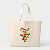 Funny Reindeer Drink Margarita kerstkunst Grote Tote Bag (Voorkant)