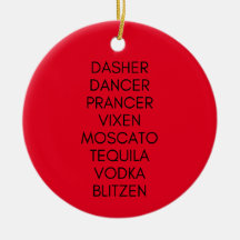 Funny Reindeer Drink Names Ornament