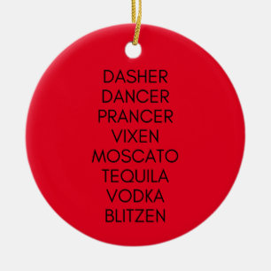 Funny Reindeer Drink Names Ornament