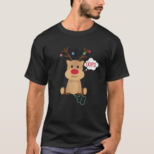 Funny Reindeer Farting Oops  T-shirt (Voorkant)