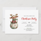 Funny Reindeer festive watercolor holiday invites Kaart (Voorkant)