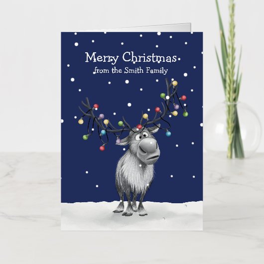 Funny Reindeer Folie Wenskaart (Voorkant)