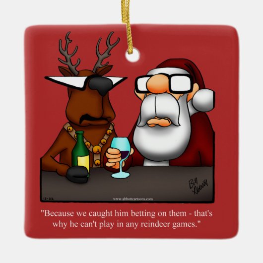 Funny Reindeer Games Holiday Ornament (Voorkant)