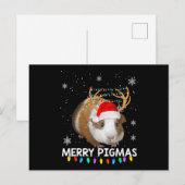 Funny Reindeer Guinea Pig Kerstmis Briefkaart (Voorkant / Achterkant)