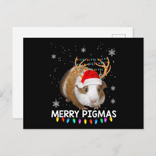 Funny Reindeer Guinea Pig Kerstmis Briefkaart (Voorkant / Achterkant)