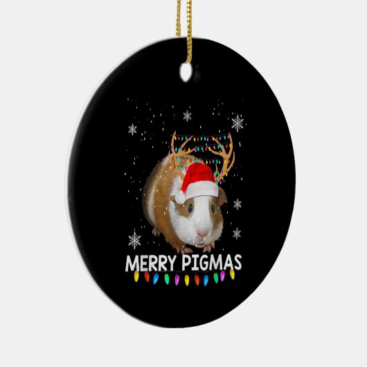 Funny Reindeer Guinea Pig Kerstmis Keramisch Ornament (Rechts)