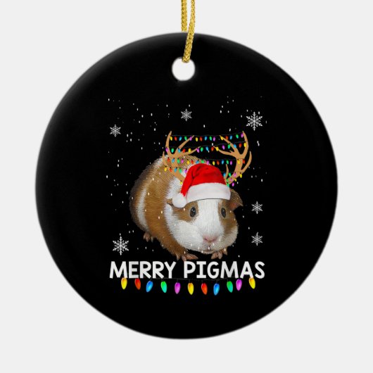 Funny Reindeer Guinea Pig Kerstmis Keramisch Ornament (Voorkant)