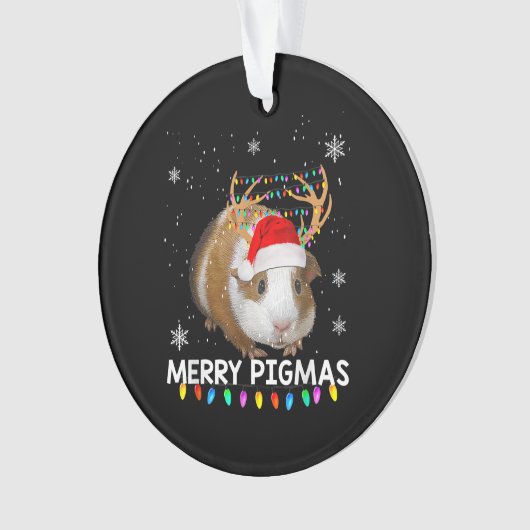 Funny Reindeer Guinea Pig Kerstmis Ornament (voorkant)