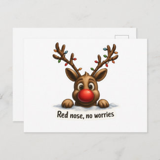 🎄 Funny Reindeer Holiday Card 🦌✨ Briefkaart